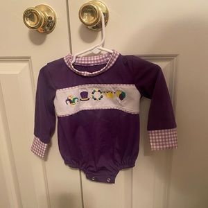 Mardi Gras Embroidered Bubble 3-6M